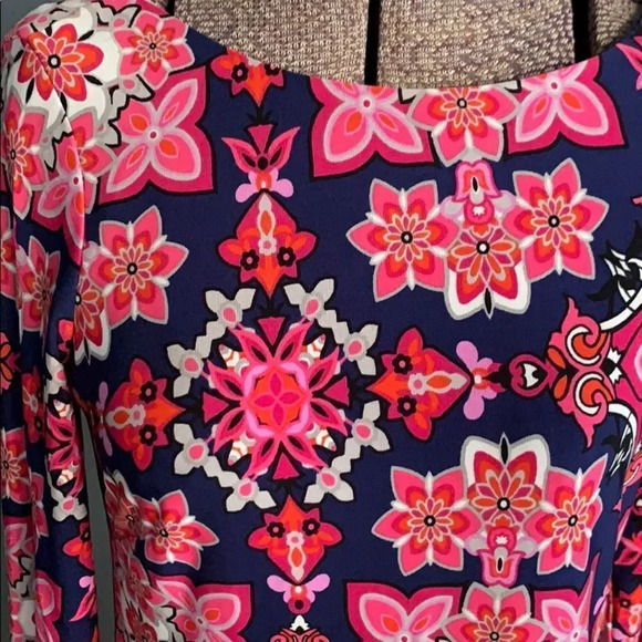 Vince Camuto navy/pinks stretch lined shift dress - Picture 2 of 7